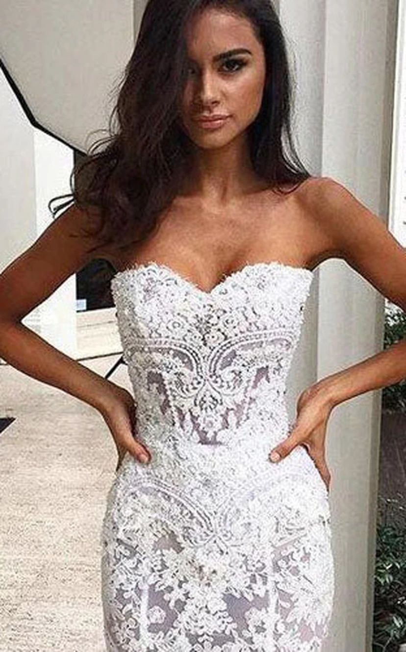 Sweetheart Mermaid Lace Applique Wedding Dress view 3