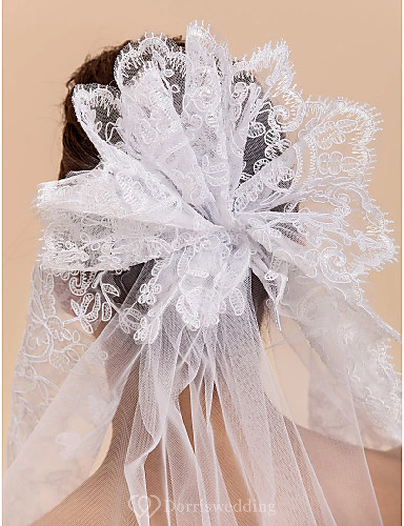 Gracious One-tier Tulle Chapel Wedding Veil view 8