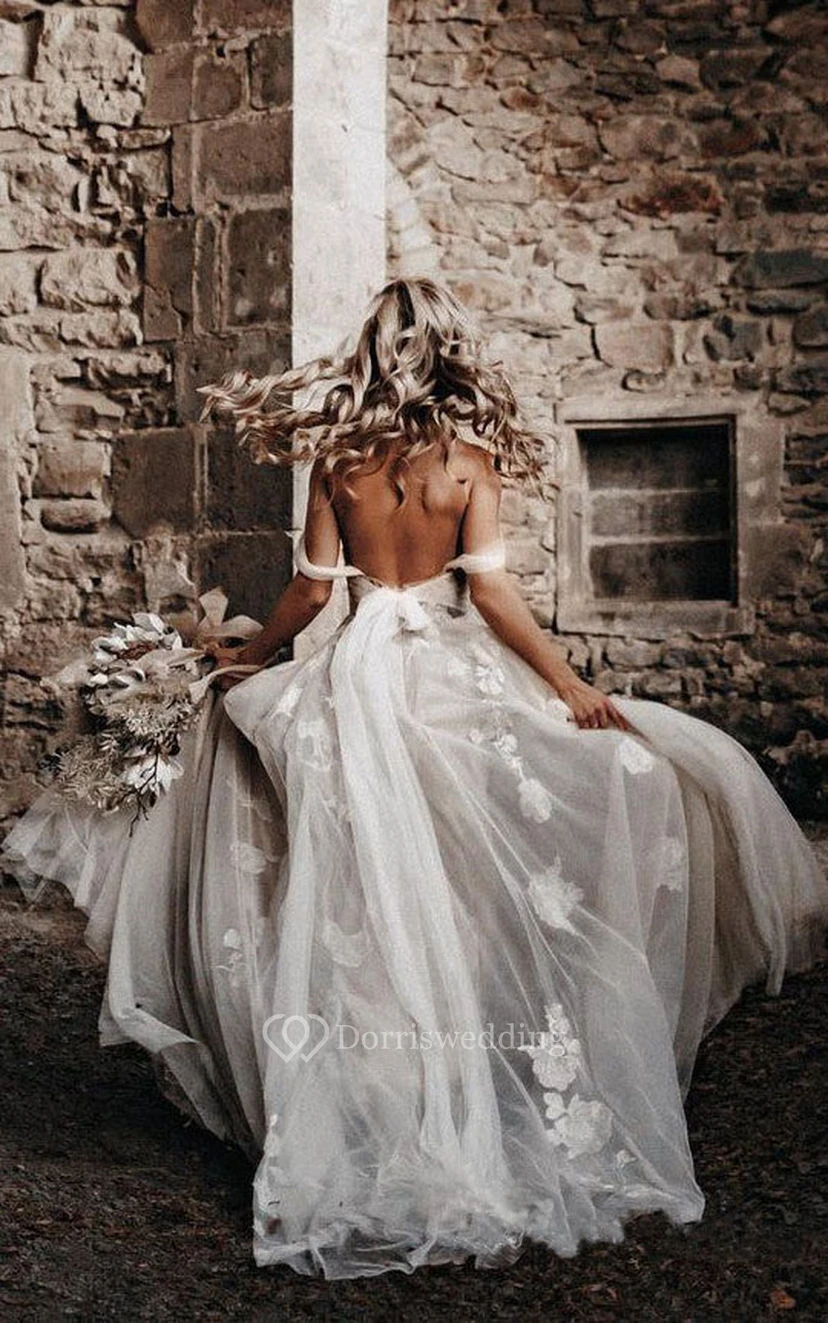 Sweetheart Criss-cross Tulle Empire A-line Backless Wedding Dress view 6