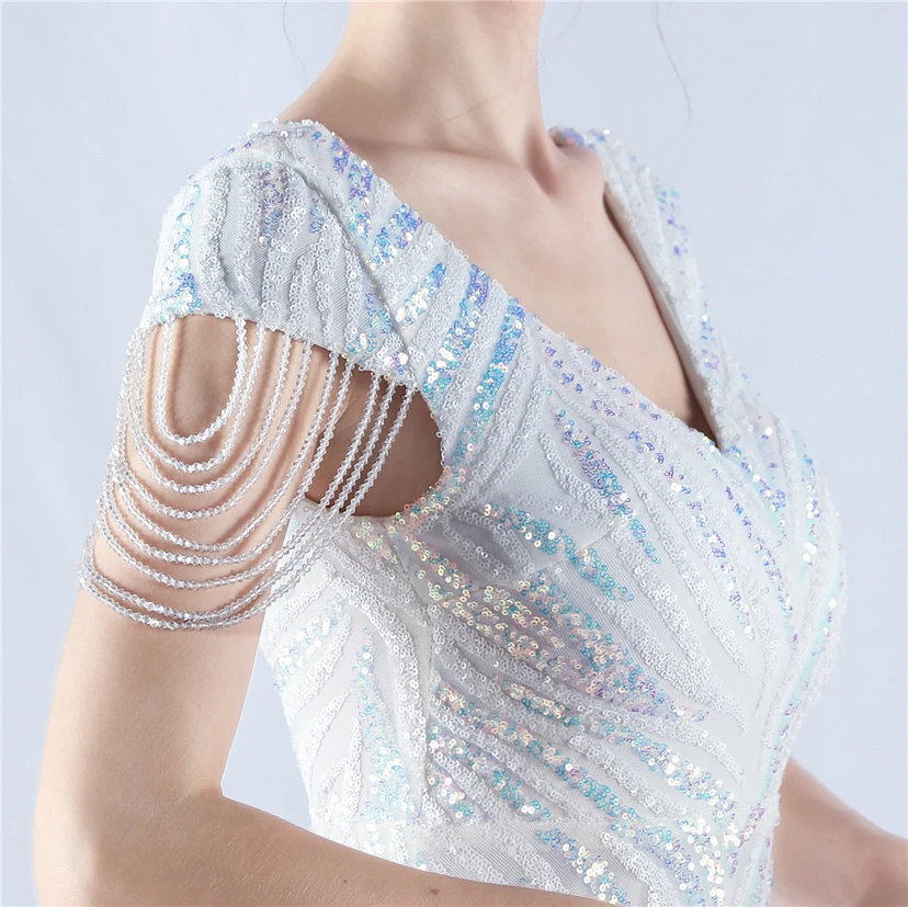 A-Line Big Swing Dress Skirt Encrypted Sequined Craft Beaded Evening Dress view 90