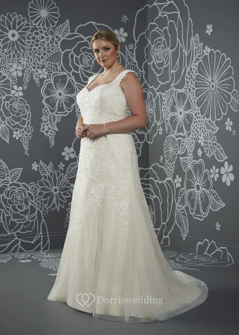 A-Line Floor-Length Sleeveless Satin Sweep Train Illusion Appliques Dress
