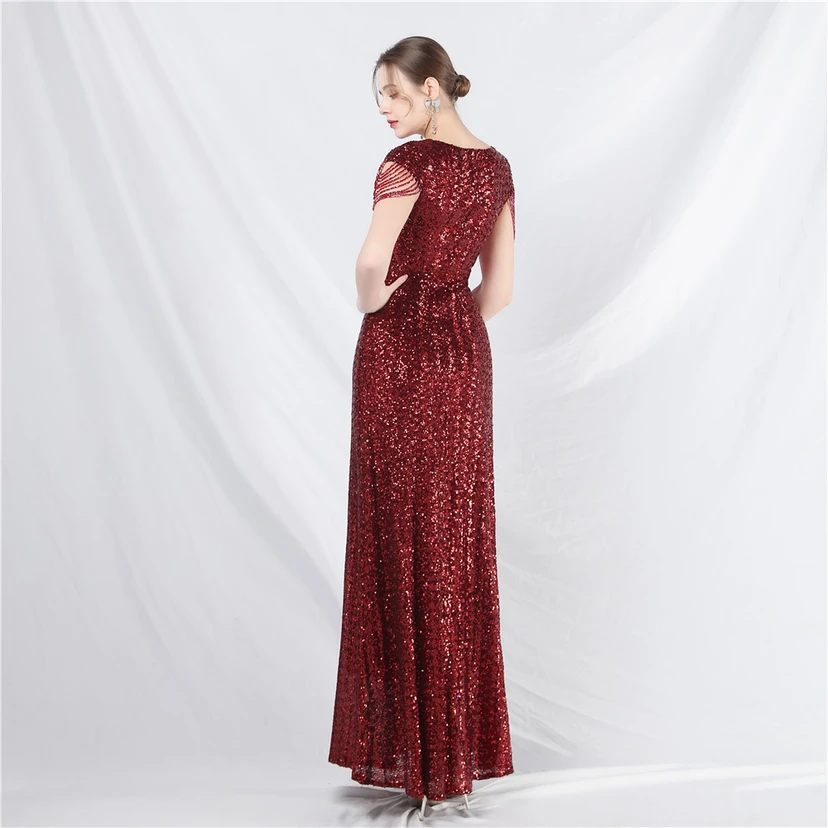A-Line Big Swing Dress Craft Sequined Long A-Line Evening Dress view 2