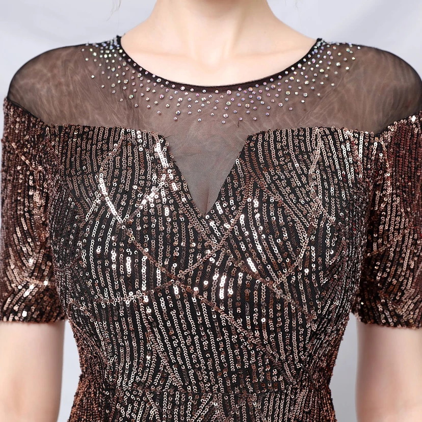 Elegantes, langärmeliges Paillettenkleid im Meerjungfrauenstil mit Meerjungfrauenschnitt – ein echter Hingucker! view 7