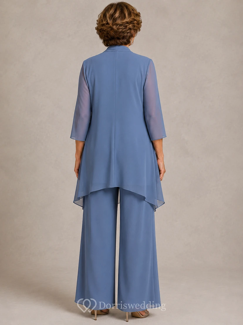 Jumpsuit, knöchellang, Rundhalsausschnitt, 3/4-Ärmel, Chiffon, Mutter-Jumpsuit mit Jacke view 2