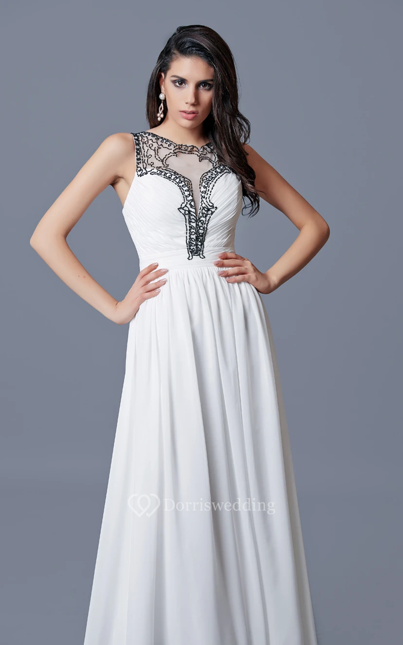 Sleeveless Pleated Long Chiffon A-line Dress view 4