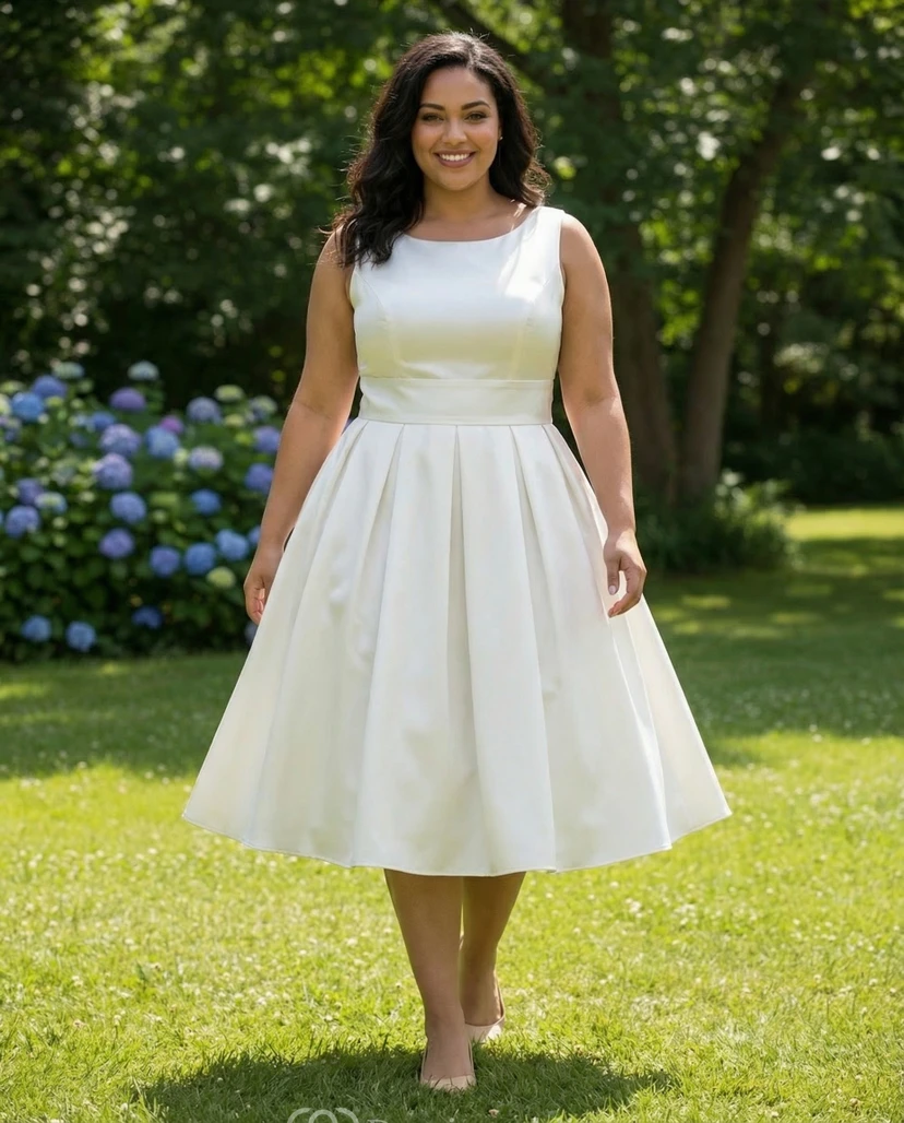 Simple Pleated Knee-Length Frock view 5