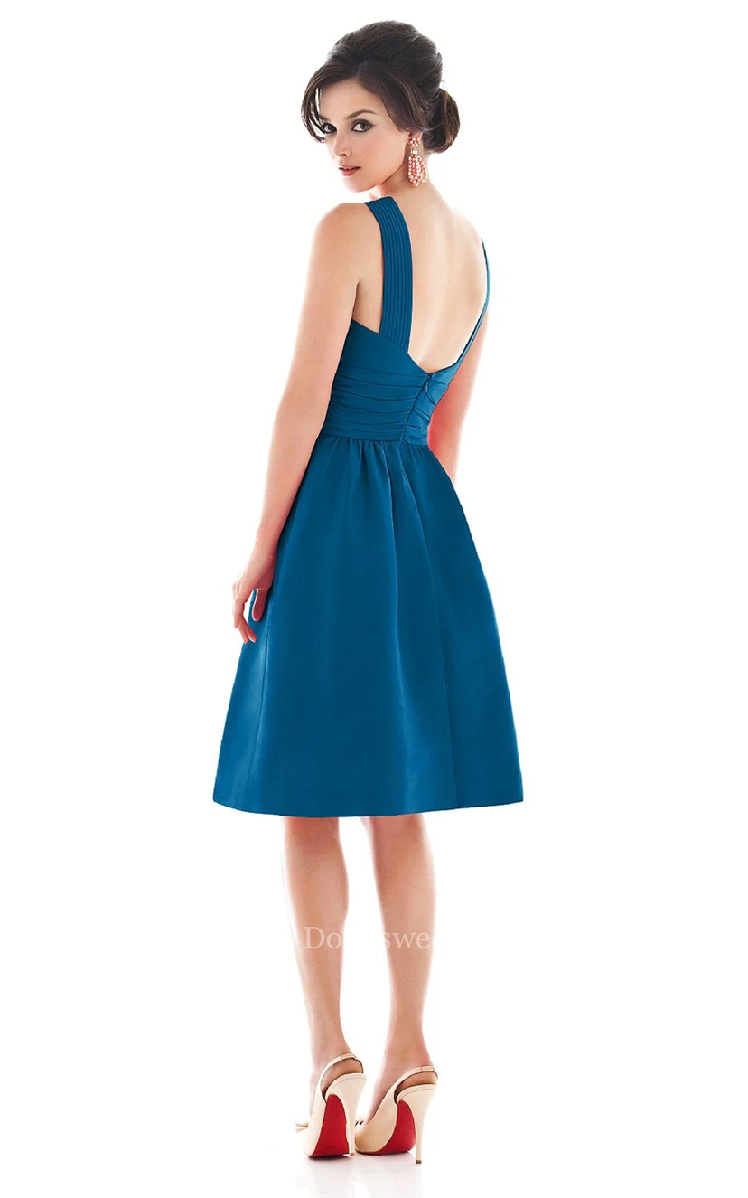 Chic Sleeveless A-Line Dress With Zipper Back view 3