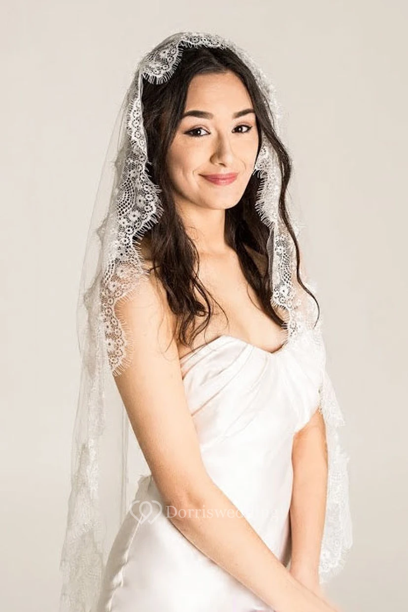 Bridal Veil With Lace Vintage Soft New Wedding Lace Wedding Veil Headdress view 2