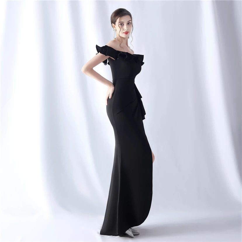 Exhibition Etiquette Bridesmaid Satin Sling Tube Top Evening Dress view 39