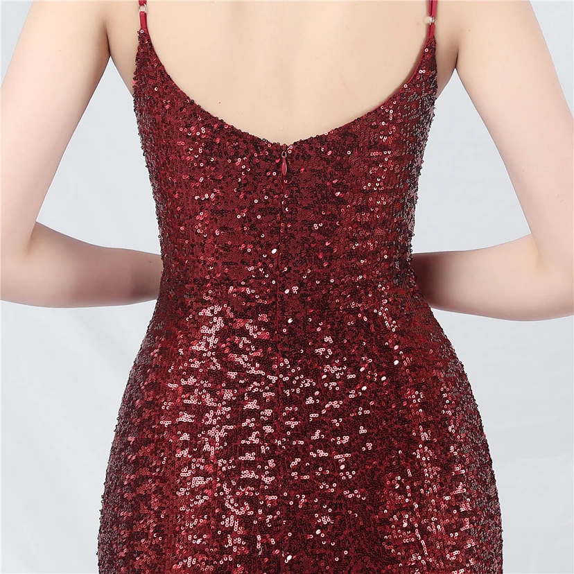 Hochwertiges, schillerndes Pailletten-Abendkleid mit Trägern view 23
