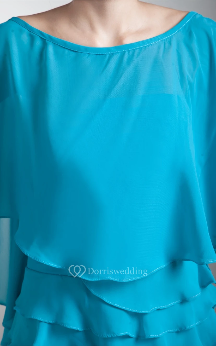 Strapless Ankle-Length Chiffon Dress With Cascading Ruffles view 2