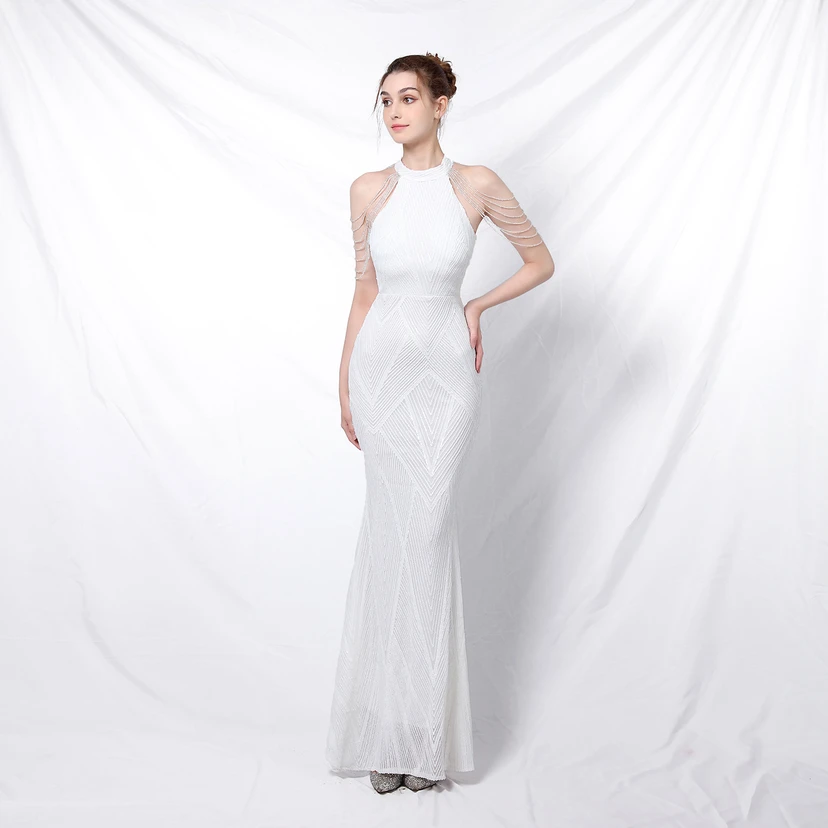 Robe de soirée élégante à col halter et sequins, allure de reine, style banquet, longue robe de soirée sirène à sequins, style star, glamour et décontracté. view 23