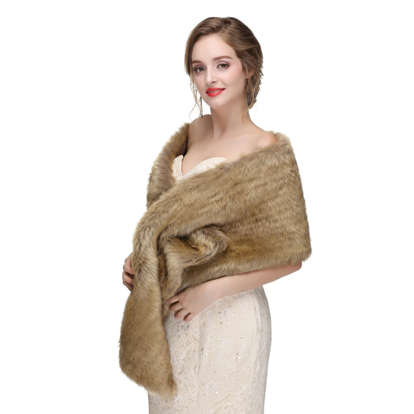 Bridal Winter Warm Wool Cape Fur Wedding Dress Fox Fur Waistcoat view 16