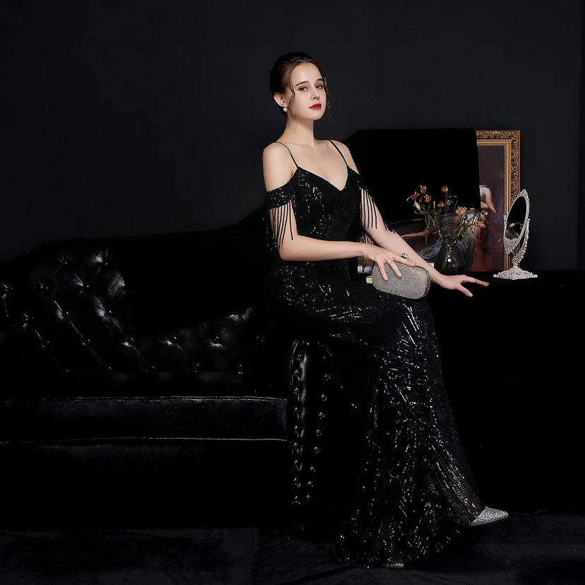 Sequined Fishtail Long Dress Performance Internet Celebrity Event Banquet Car Model Etiquette Evening Dress view 14