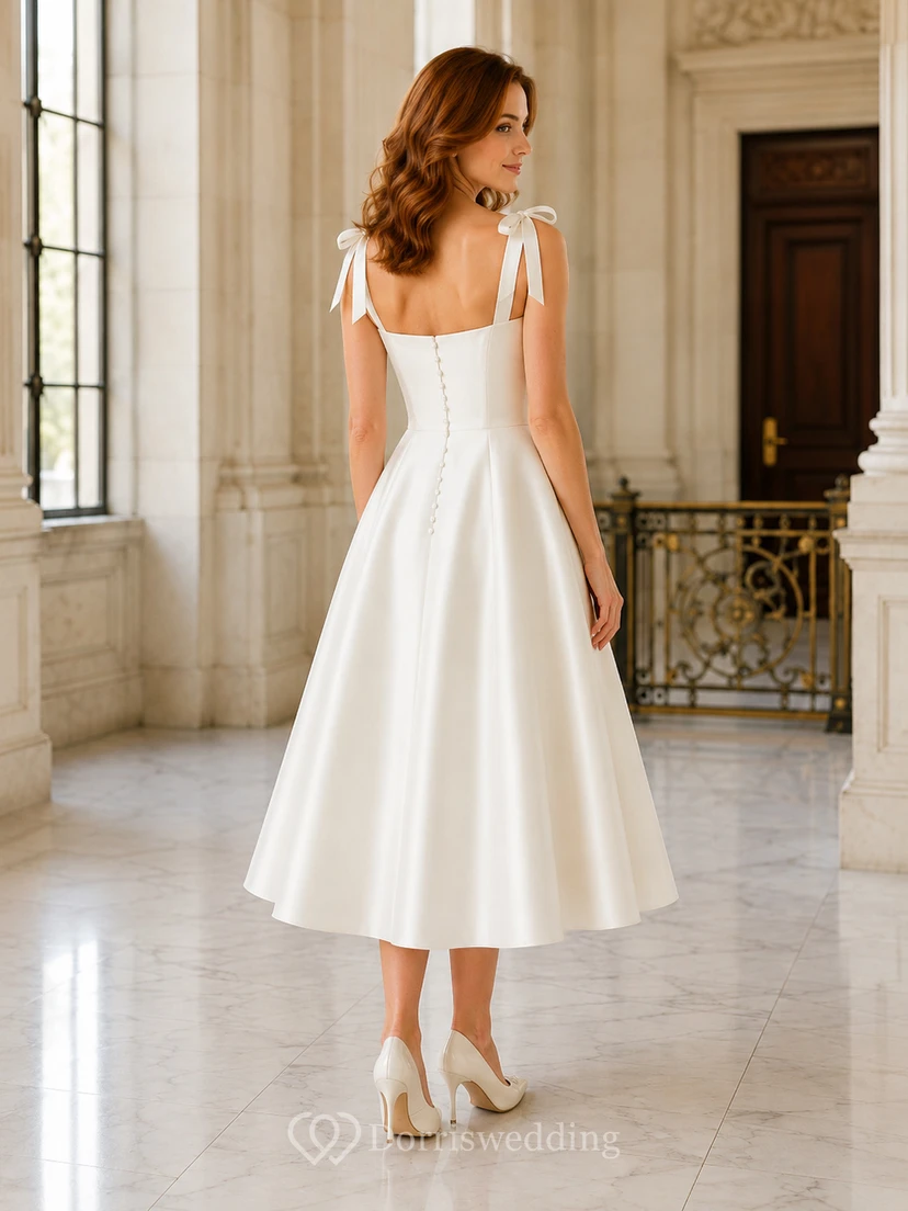 Lace Tulle Wedding Dress A-Line Sweetheart Sleeveless Mini Bridal Gown view 2