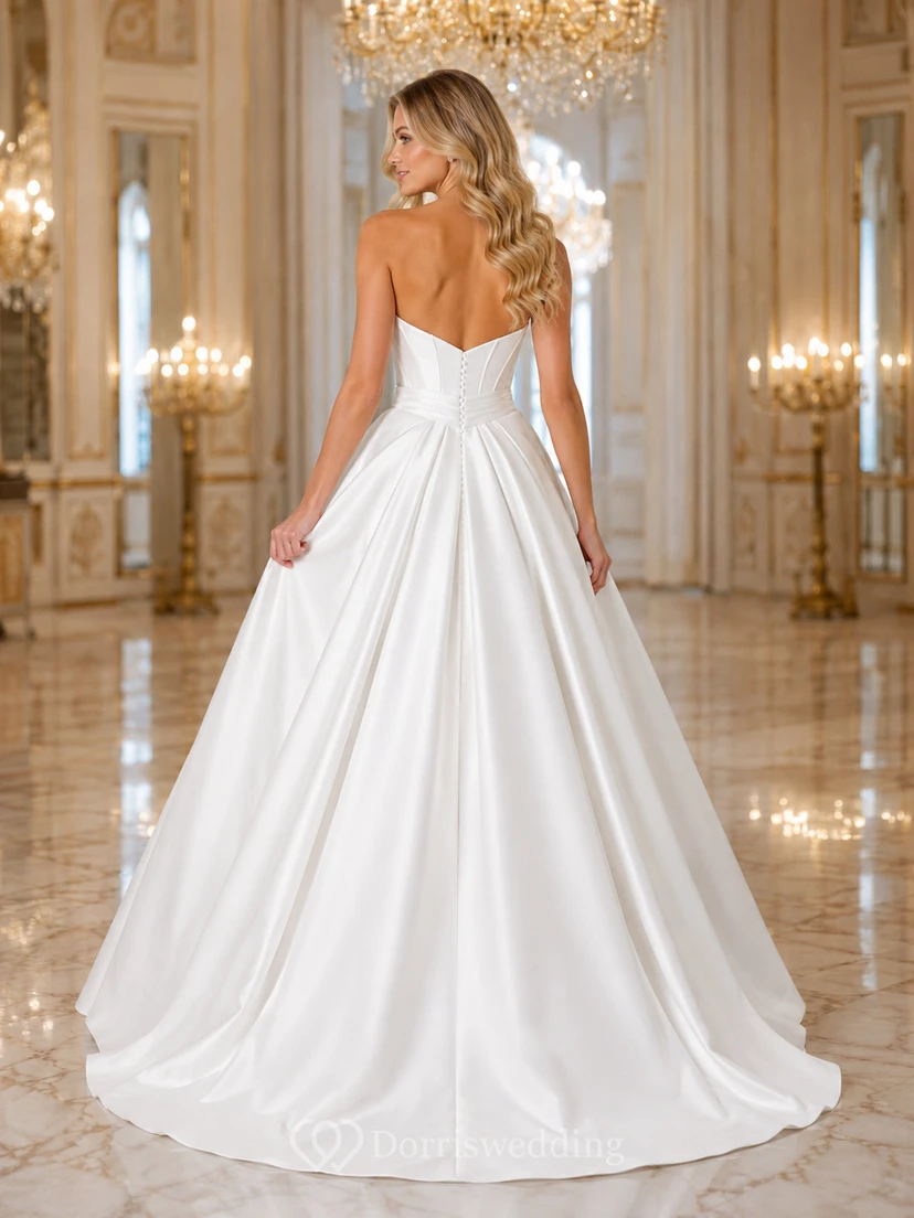 Robe de bal Palace Purity, longue jusqu'au sol, bustier sans manches, en satin de luxe, robe de mariée view 2