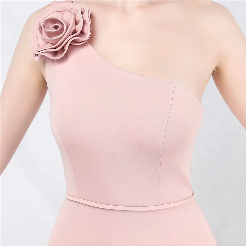 Unique Fashion Flower Design Simple And Elegant One-Shoulder Long Dress High-End Evening Dress view 8
