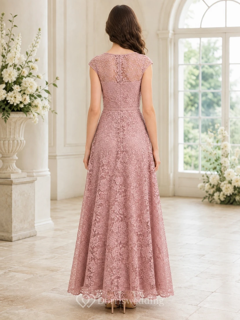 Brautjungfernkleid in Altrosa, A-Linie, ärmellos, mit Strasssteinen besetzt, romantisch view 2