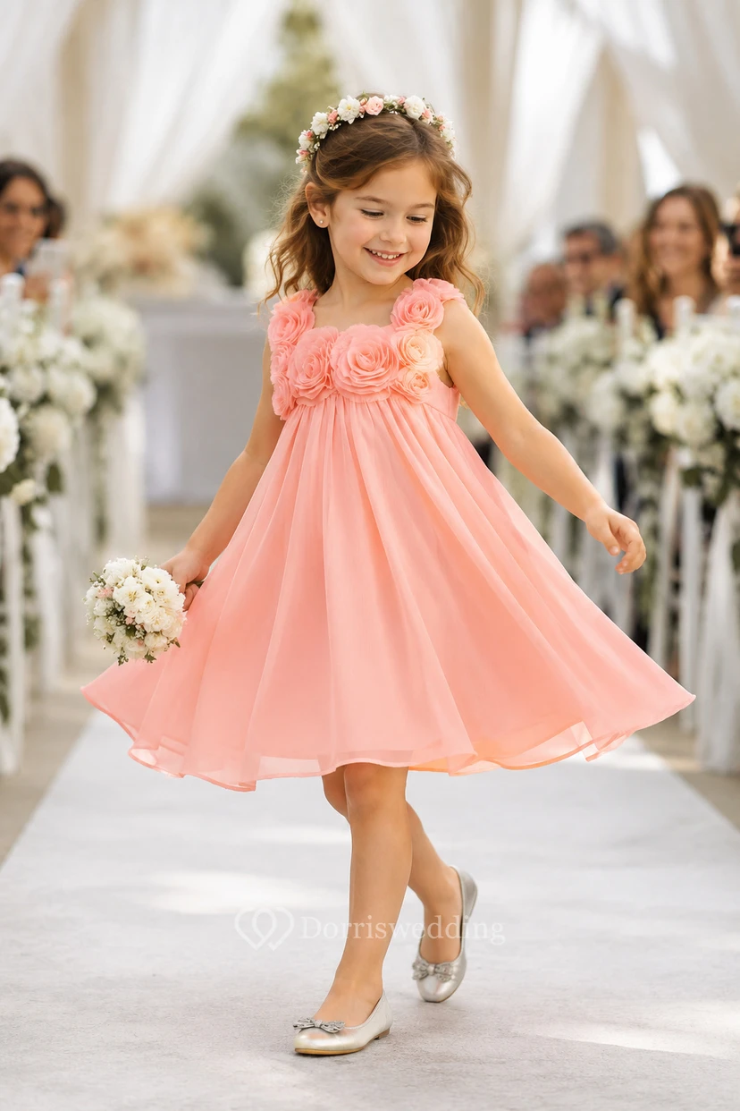Knee-Length Sleeveless Chiffon Flower Girl Dress view 3