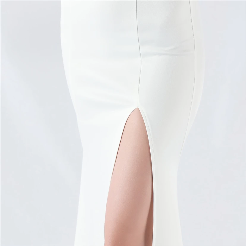 Heavy Hot Diamonds For Transparent Mesh High-Slit Satin Evening Dress Annual Meeting Wedding view 50