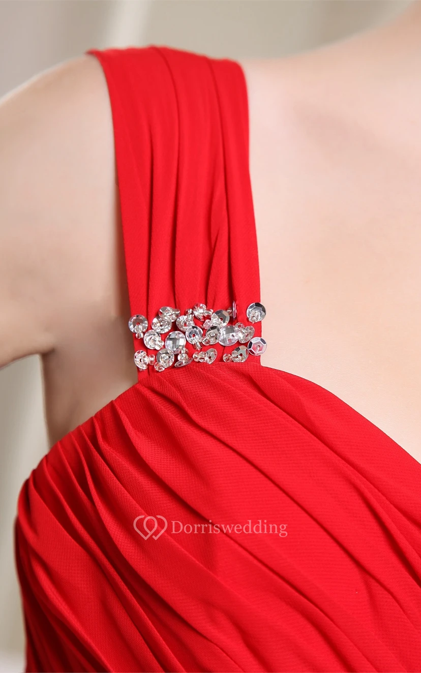 Sweetheart Chiffon Floor-Length Ruched Cascading Ruffles and Dress With Single Strap view 7