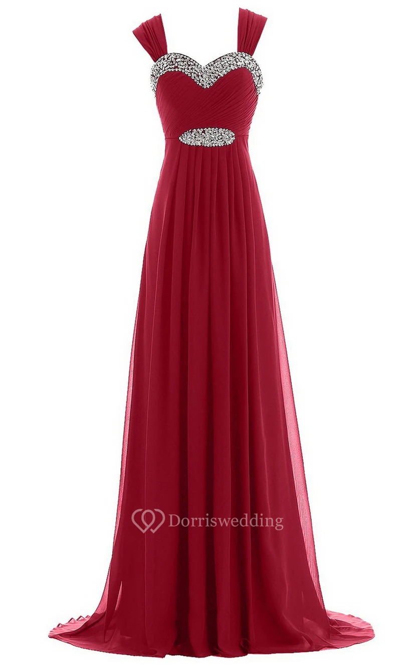 Sweetheart Beading Sweep Train With Zipper Back view 3