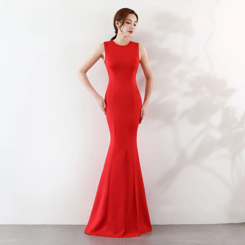 Robe de soirée élégante sirène pour mariée, longue et élégante, idéale pour un banquet ou des fiançailles. Jupe longue pour femme. view 8