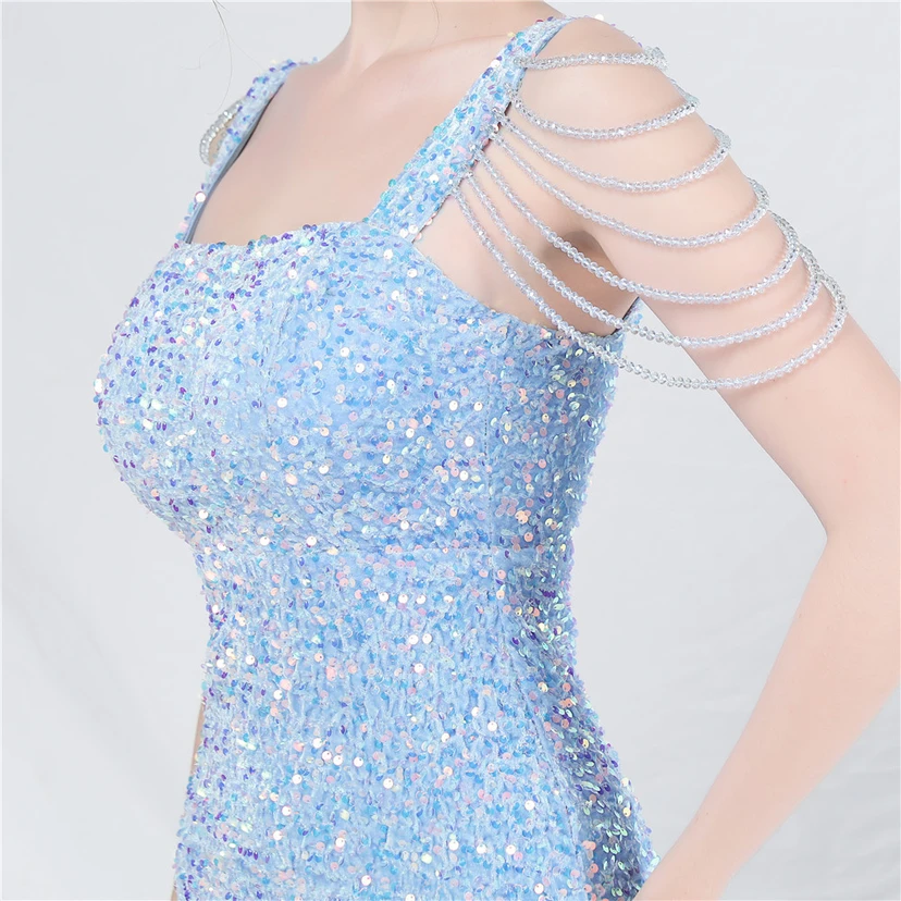Craft Sequined Velvet Bottom Imitation Handmade Fantasy Sequin Evening Dress Daily Mini Dress view 60