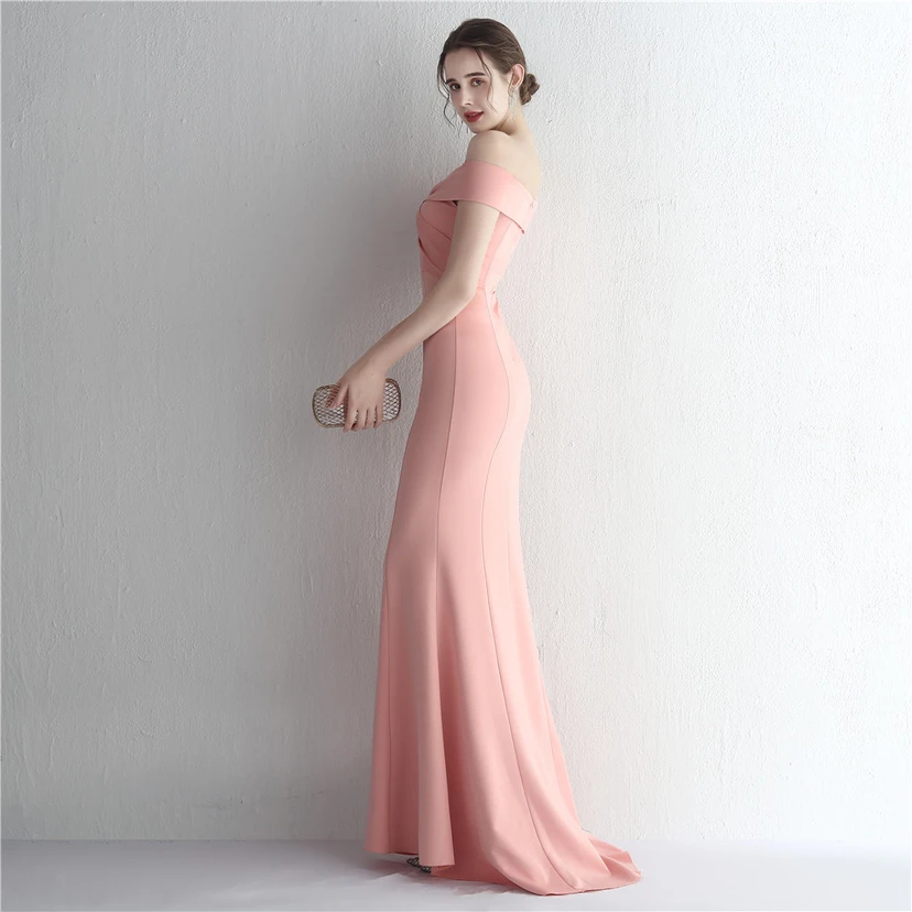 Vestido largo de satén ajustado de un solo hombro para cenas de celebridades, con falda de cola de pez ajustada, vestido de exhibición para modelos de autos de boda view 31