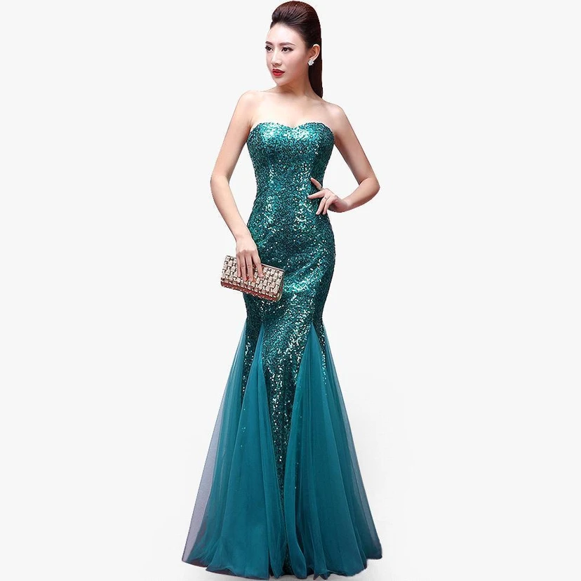 Glamorous Sequins Mermaid Sweetheart Evening Dress Zipper Sleeveless view 2
