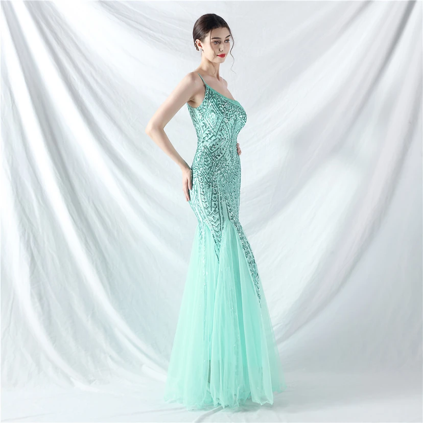 Crafted Beaded Positioning Flower Beads Splicing Mesh Gauze High-End Evening Dress view 81