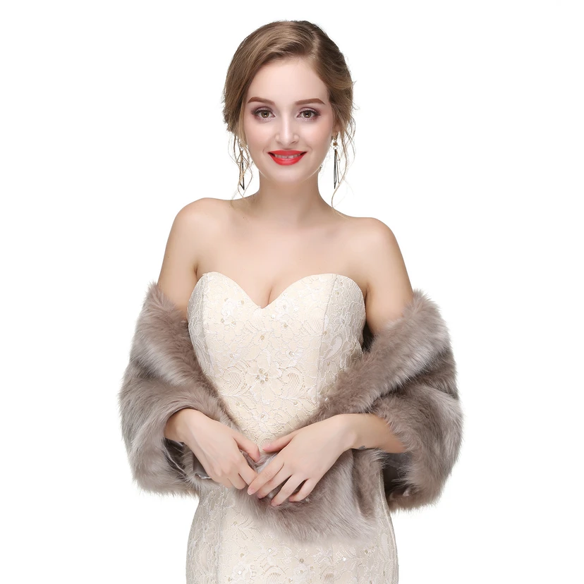 Bridal Winter Warm Wool Cape High-End Fur Wedding Dress Fox Fur Waistcoat view 5