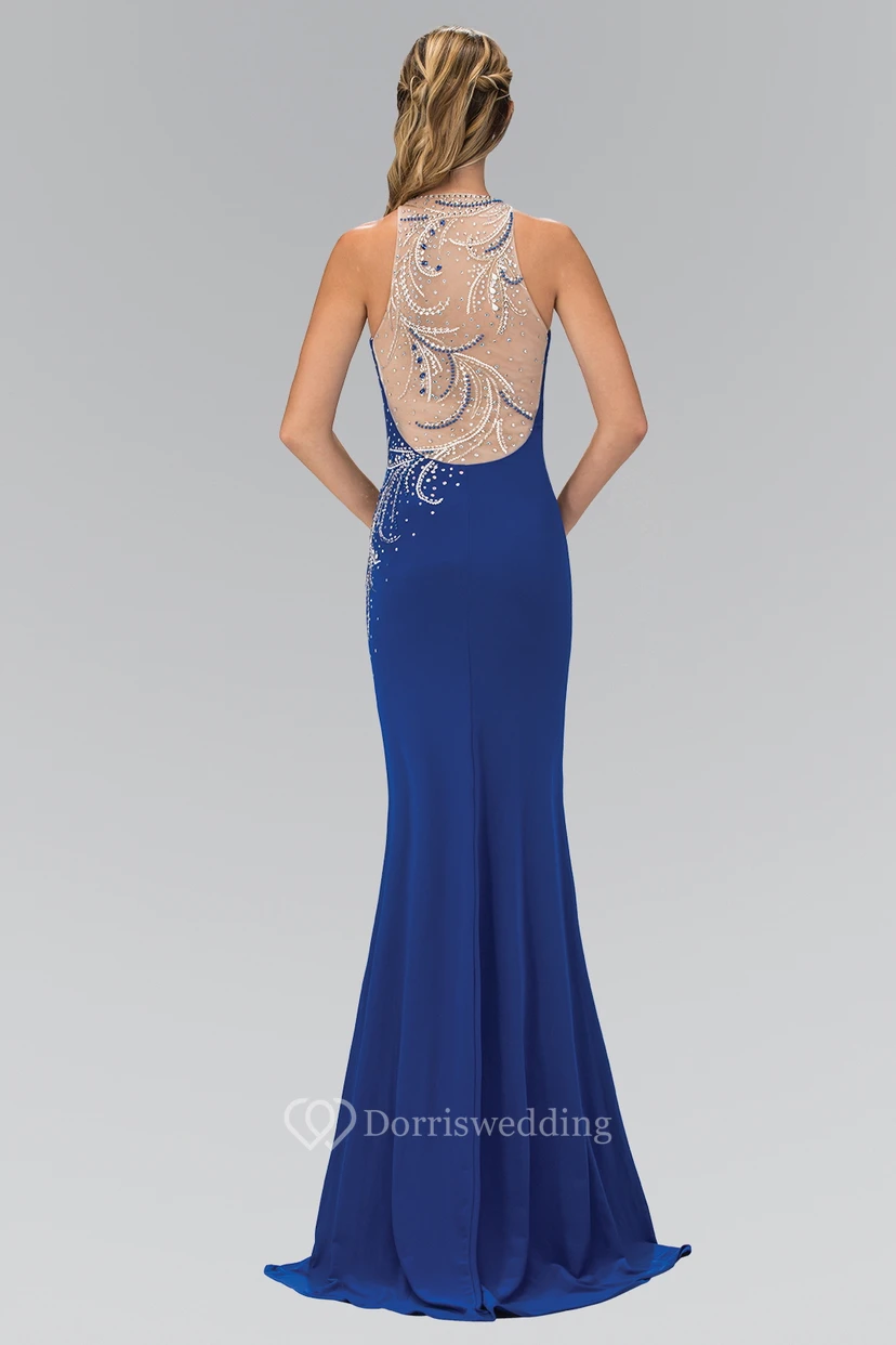 Ärmelloses, figurbetontes Jerseykleid mit Rundhalsausschnitt und Perlenstickerei view 2