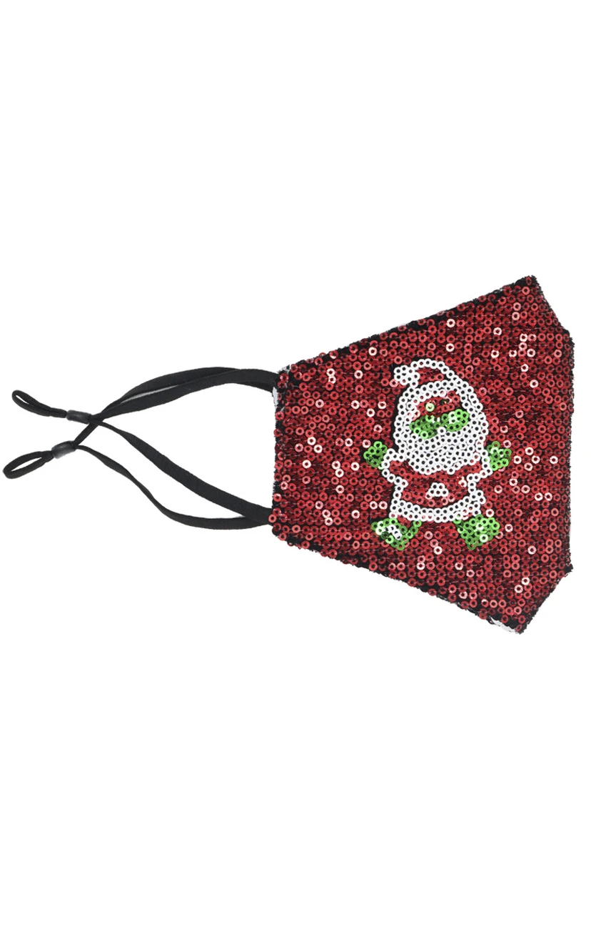 Non-medicial Sequin Christmas Cotton Reusable Face Mask In 7 Colors view 5