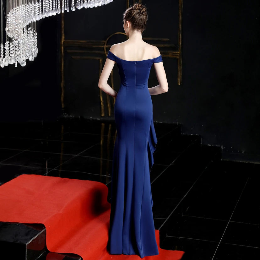 Banquet Evening Dress New Elegant Long One Shoulder Fishtail Host Dress Long Skirt view 12