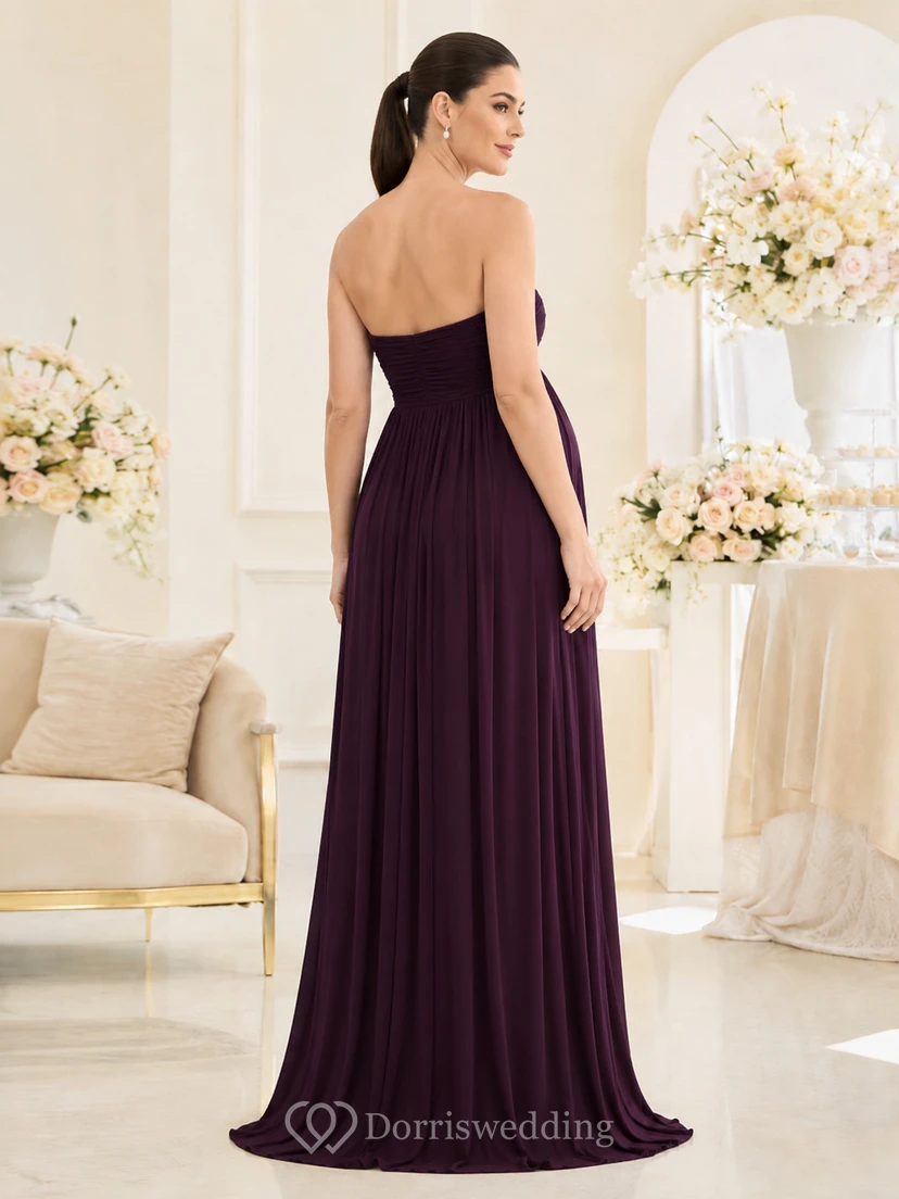 Vestido de noche elegante largo hasta el suelo, sin tirantes, de corte imperio y estilo jersey, de Plum Maternity view 2