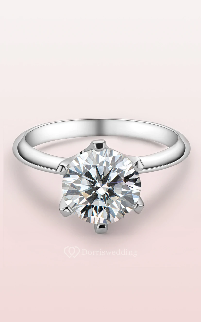 Alliances solitaires rondes en argent 925 view 4