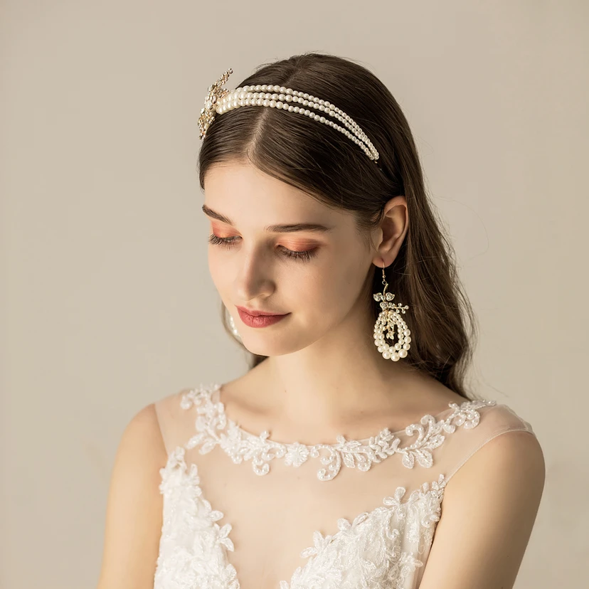 Western Style Original Pearl Headbands and Earrings view 2