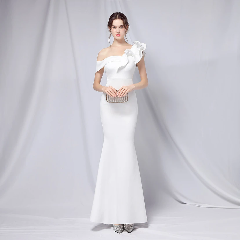 Sechsfarbiges, einseitig schulterfreies Abendkleid für festliche Anlässe, langes, elegantes, figurbetontes und sexy Meerjungfrauenkleid view 10