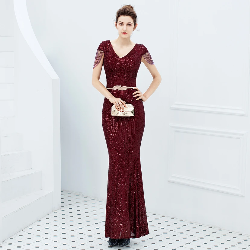Evening Dress For Women Elegant Banquet Temperament Long Sequins Aura Queen Fishtail Slim view 5