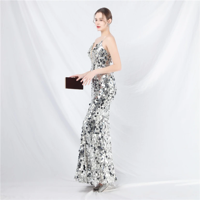 Robe de soirée longue à bretelles haut de gamme view 29