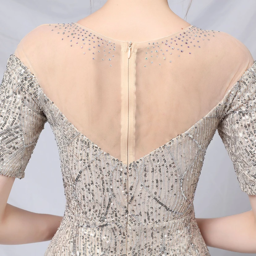 Elegantes, langärmeliges Paillettenkleid im Meerjungfrauenstil mit Meerjungfrauenschnitt – ein echter Hingucker! view 45