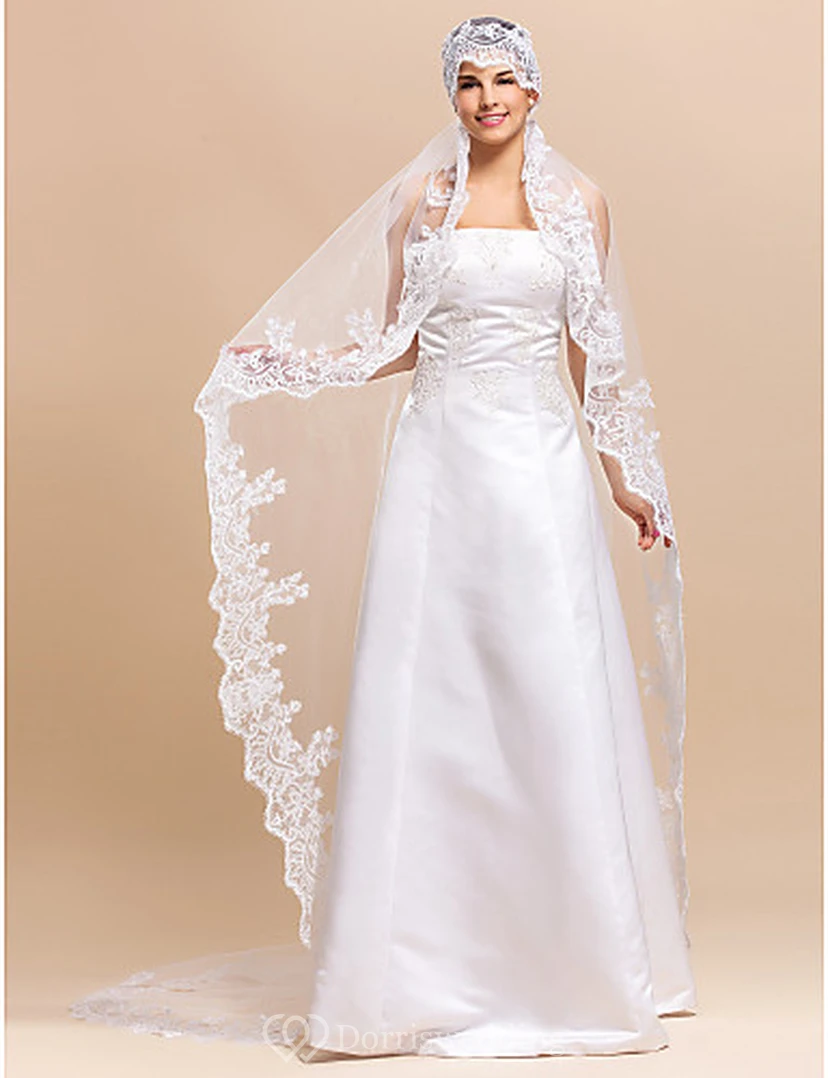 Gracious One-tier Tulle Chapel Wedding Veil view 2