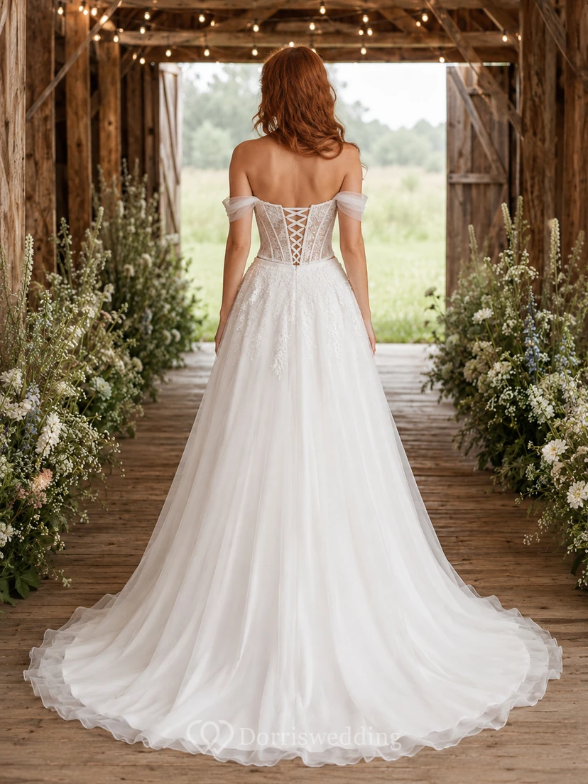 Two Piece Off Shoulder Corset Barn Tulle Ball Gown view 2
