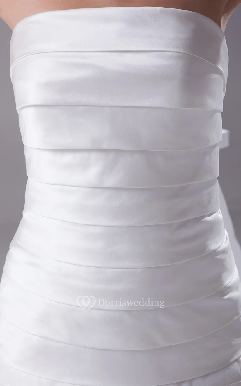 Simple A-Line Floor Length Gown With Bandage and Back Bow view 2