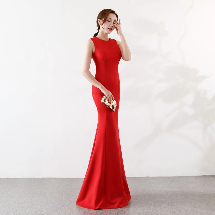 Robe de soirée élégante sirène pour mariée, longue et élégante, idéale pour un banquet ou des fiançailles. Jupe longue pour femme. view 11