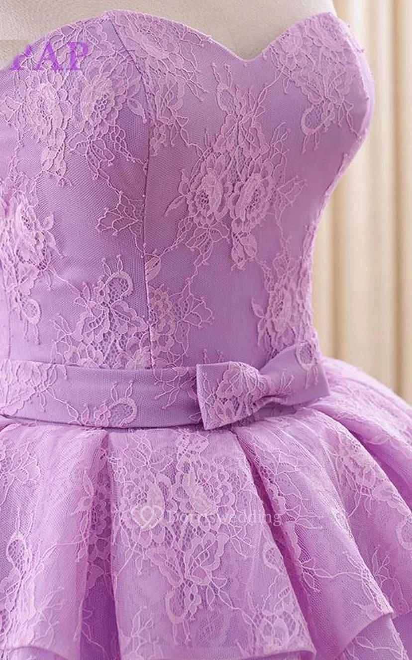 A-Line Maxi Sweetheart Sweep Train Zipper Corset Back Tulle Lace Satin Dress view 2