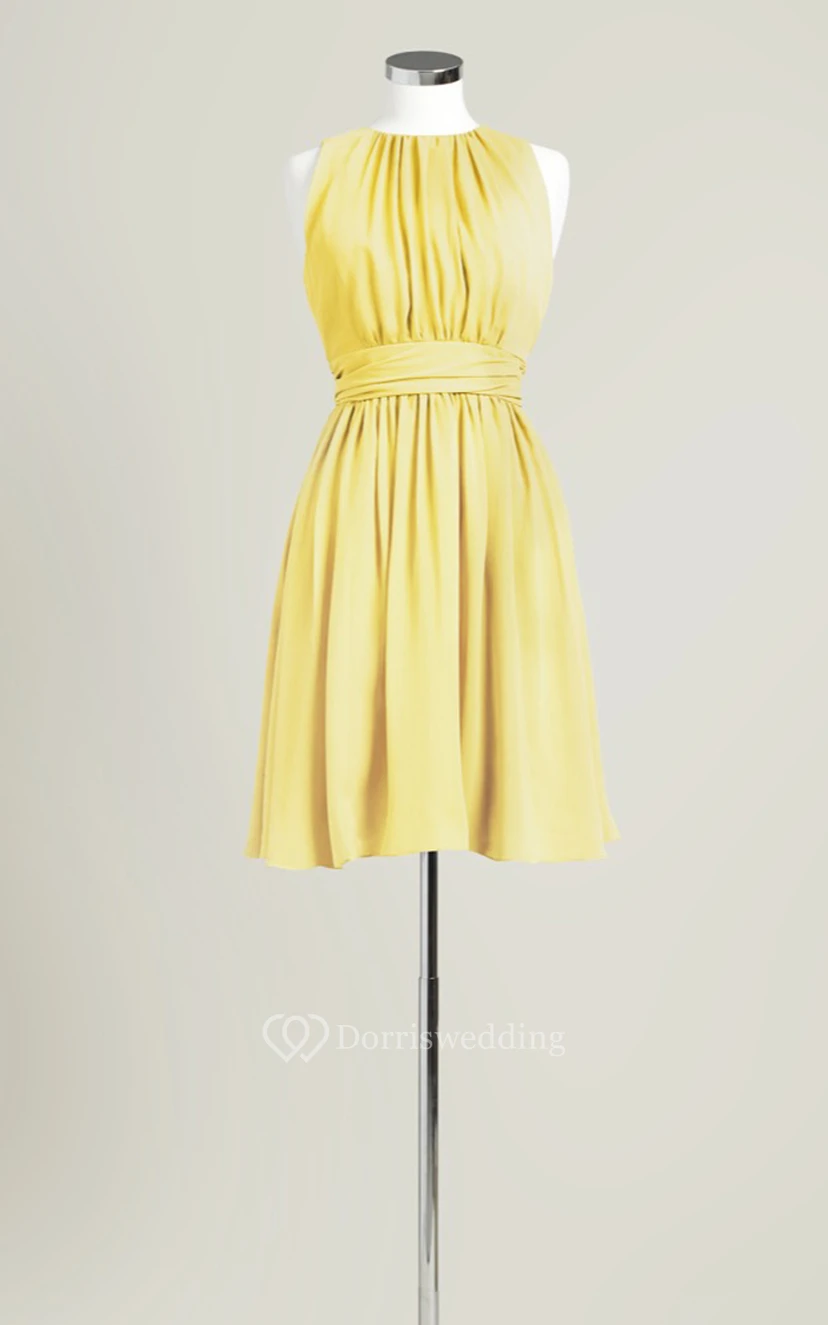 Sleeveless A-Line Short Dress With Jewel Neck view 9