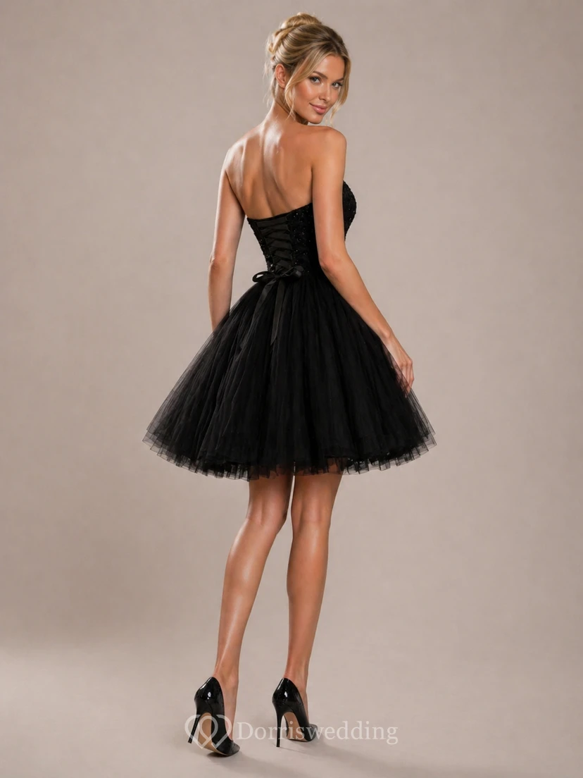 Vestidos cortos negros de graduación | Vestido de fiesta de graduación de talla grande para el baile de bienvenida de 9.º grado view 2