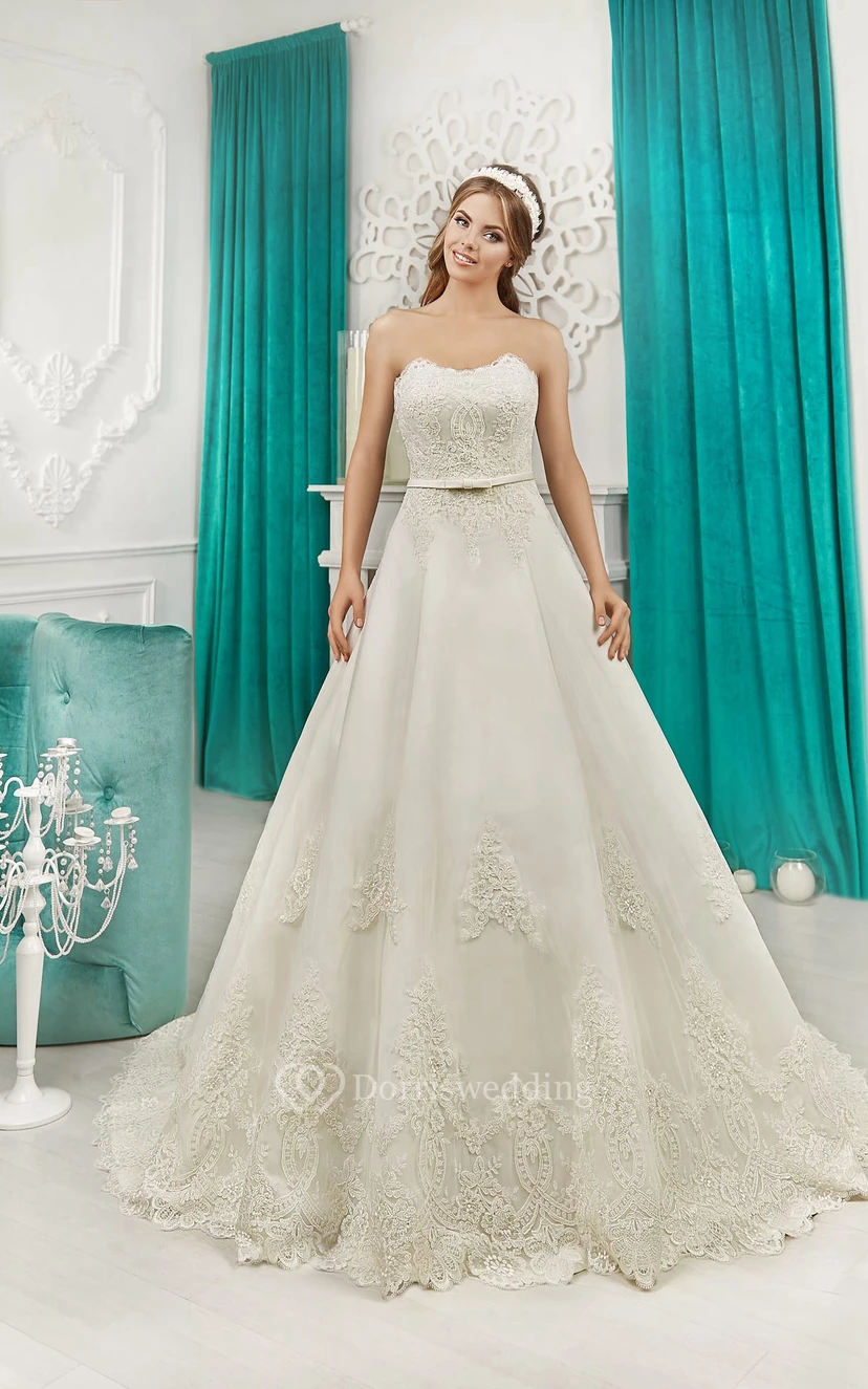 A-line Off-the-shoulder Half Sleeve Appliques Bow Dress view 6